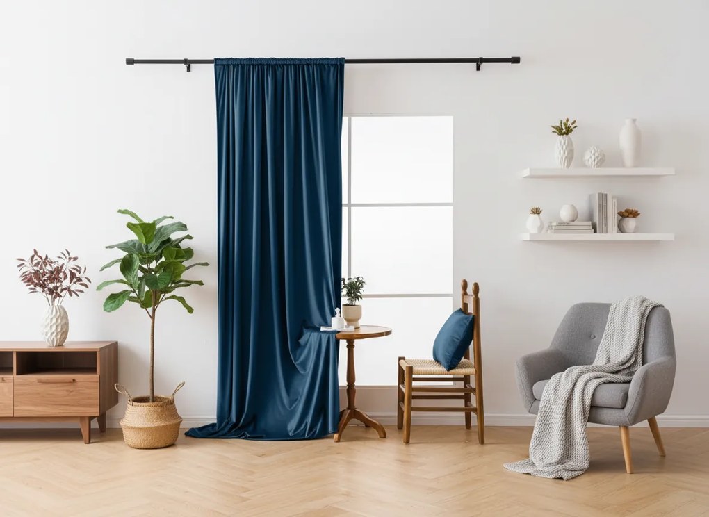 Zasłona zaciemniająca DREAM VELVET 140x250 cm, naftowy Zawieszanie: Metalowe pierścienie