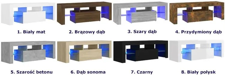 Szafka pod telewizor z oświetleniem LED przydymiony dąb - Artbo