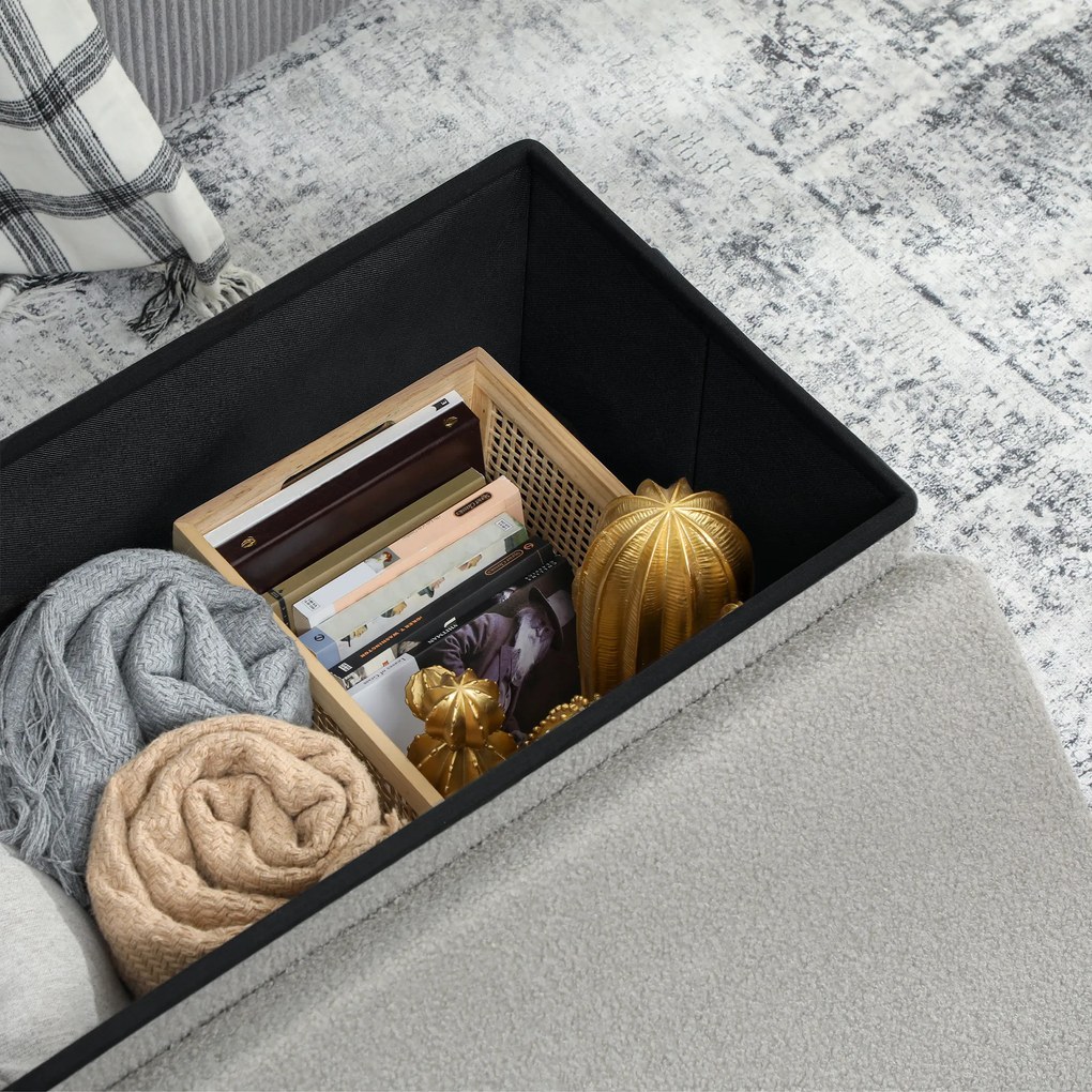 HOMCOM Skrzynka do przechowywania, pufa z miejscem i pokrywą do salonu, sypialni, korytarza, Jasnoszara