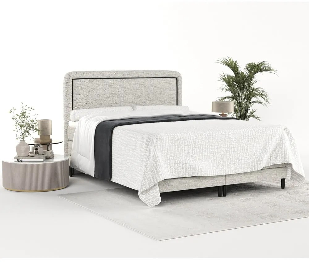 Jasnoszare łóżko boxspring 200x200 cm Dove – Maison de Rêve