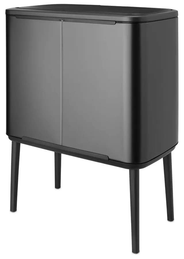 Ciemnoszary stalowy kosz na śmieci do segregacji odpadów otwierany na dotyk 34 l Bo Touch Bin – Brabantia