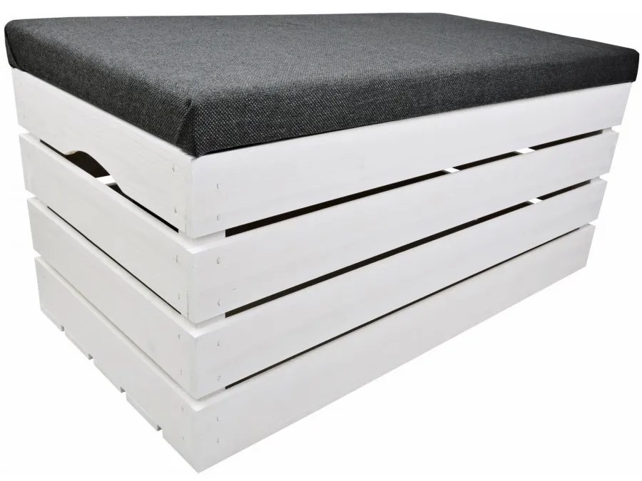 Pufa kufer skrzynia drewniana sosnowa siedzisko 80cm malowana biała