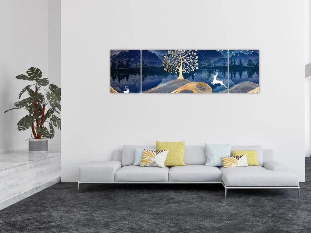 Obraz jelenia w pełni księżyca (170x50 cm)