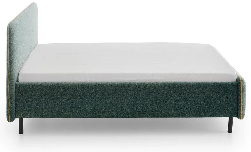 Ciemnozielone tapicerowane łóżko dwuosobowe ze schowkiem ze stelażem 180x200 cm Primo – Meise Möbel