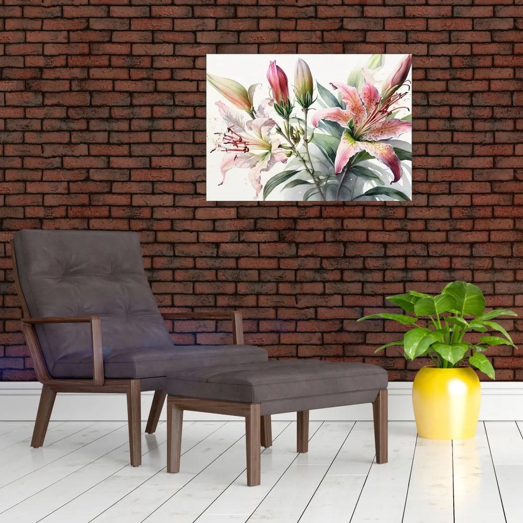 Obraz na szkle - Lilie, ilustracje (70x50 cm)