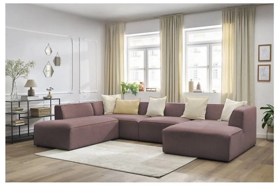 Różowy narożnik modułowy (lewostronny/w kształcie litery U) Megeve – Bobochic Paris