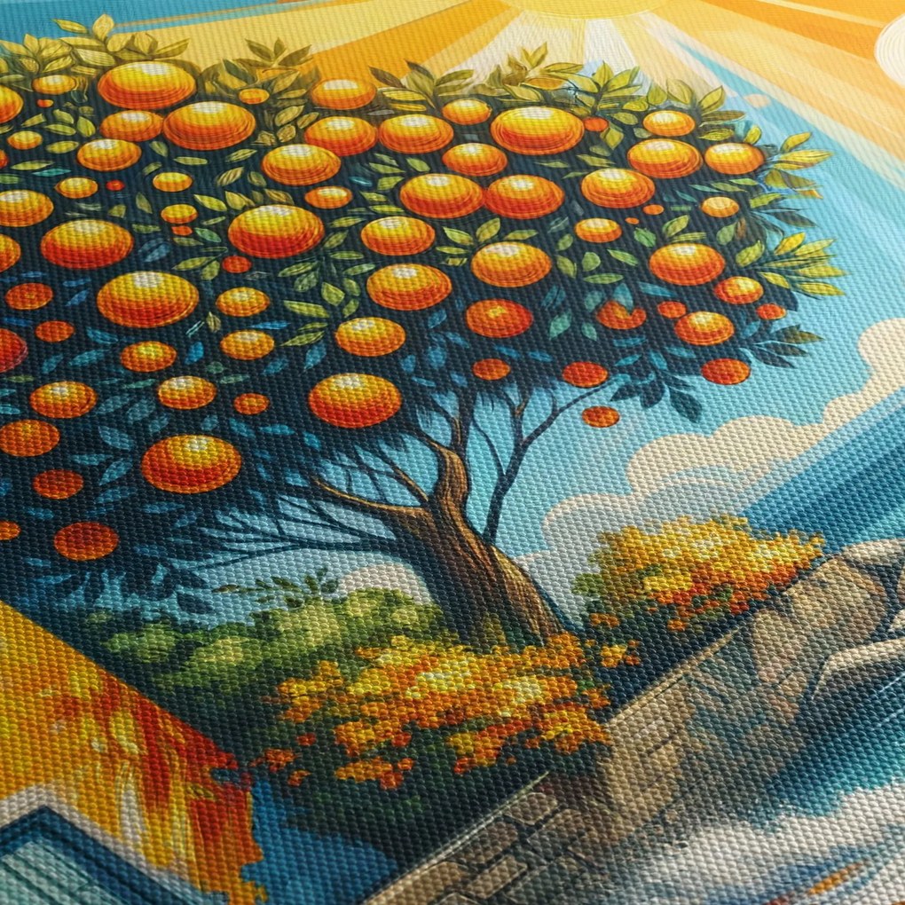 Obraz - Dom z pomarańczami I. (z zegarem) (90x30 cm)
