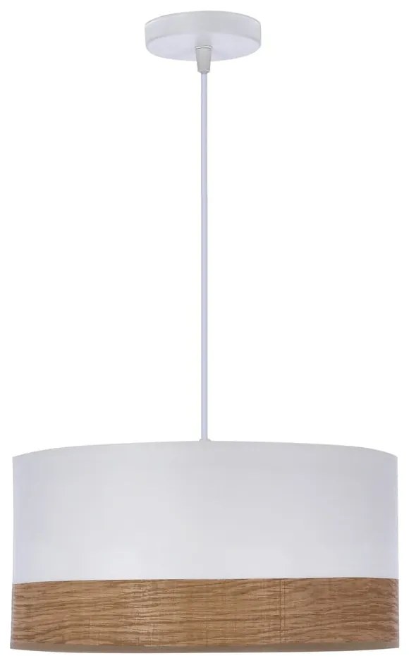 Biała lampa wisząca z tekstylno-fornirowym kloszem ø 30 cm Bianco – Candellux Lighting