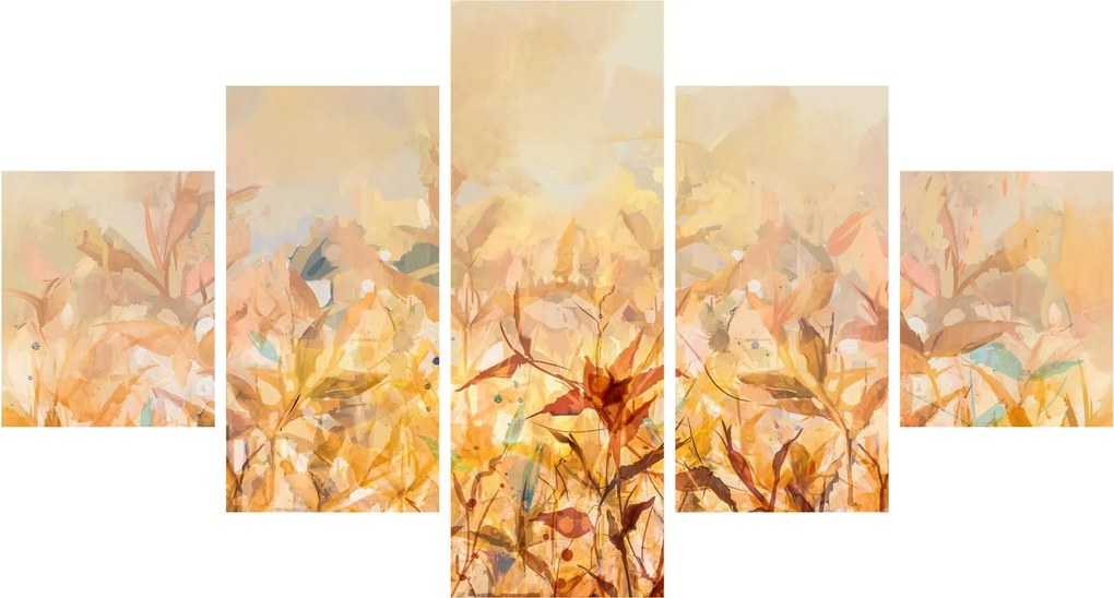 Obraz - Liście w jesiennych kolorach, obraz olejny (125x70 cm)
