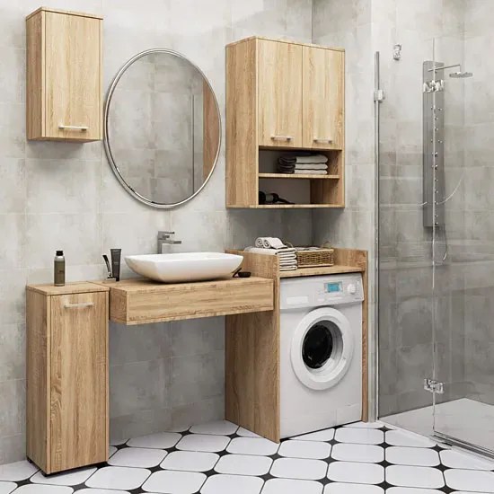 Minimalistyczna szafka nad pralkę dąb sonoma H2-R09
