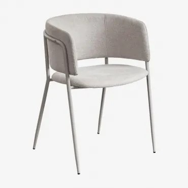 Zestaw 4 Krzeseł Tapicerowanych Nalon Kremowa Tapioca & Tkaniny Distressed White & Tela - Sklum