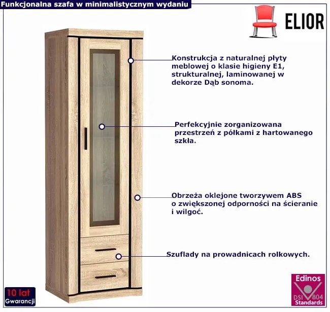Witryna jednodrzwiowa dąb sonoma G7-Z94