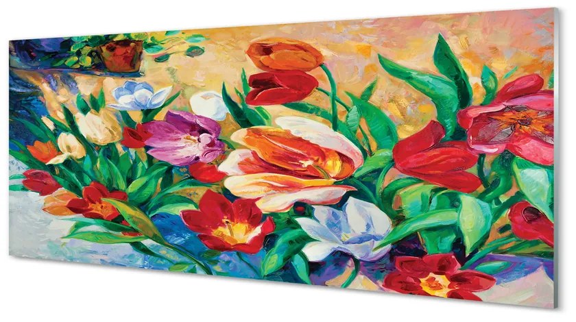 Szklany Panel Kwiaty