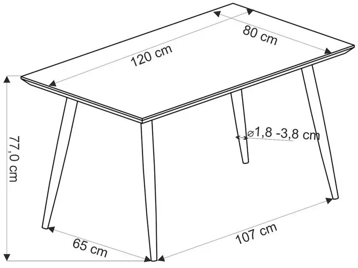Prostokątny stół w stylu modern retro 120x80 - Sado