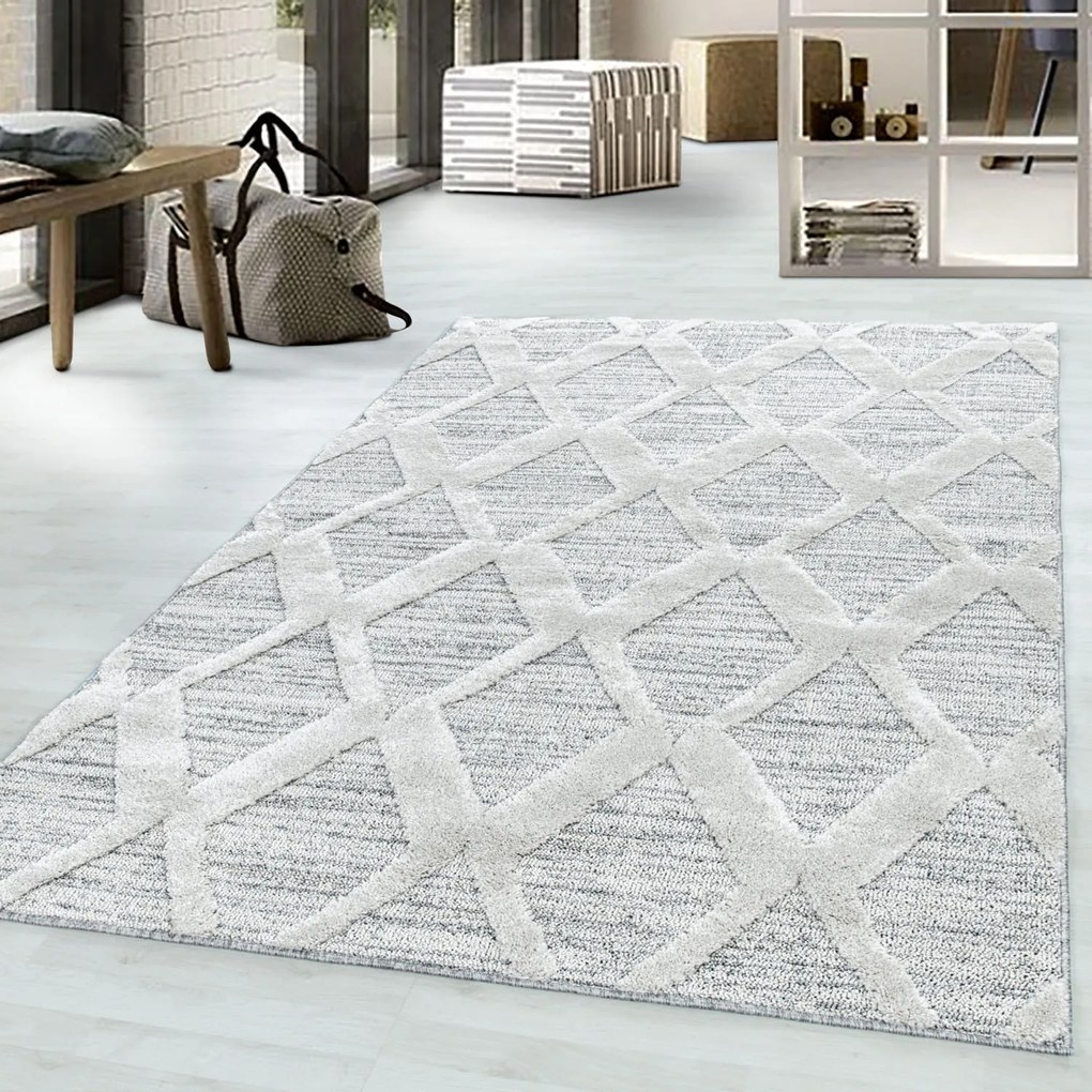 Dywan nowoczesny 3D La Casa romby kremowy 60 cm x 110 cm