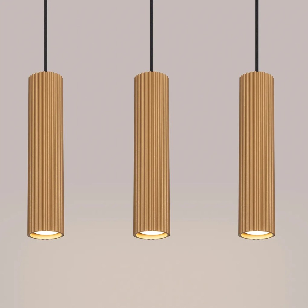 Lampa wisząca KARBON 3L złota ryflowana SOLLUX  LIGHTING