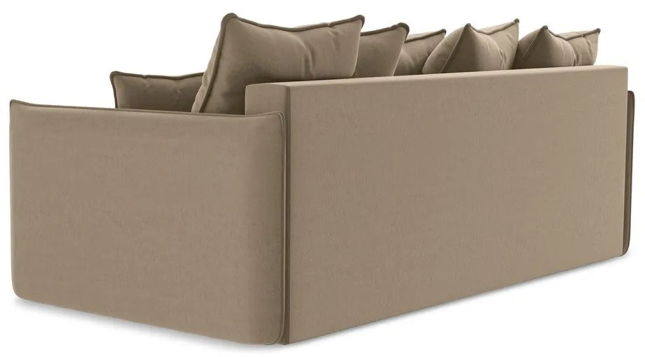 Jasnobrązowa aksamitna rozkładana/ze schowkiem sofa 225 cm Hula – Makamii