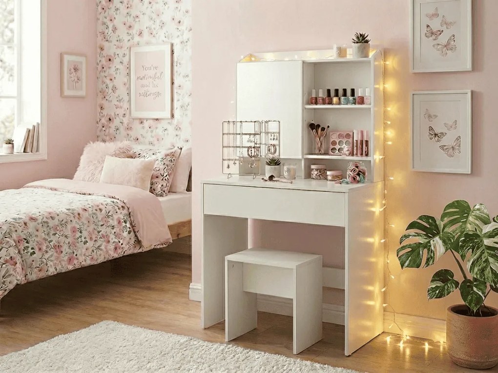 Toaletka z lustrem LUNAVI 70x40 cm, biała