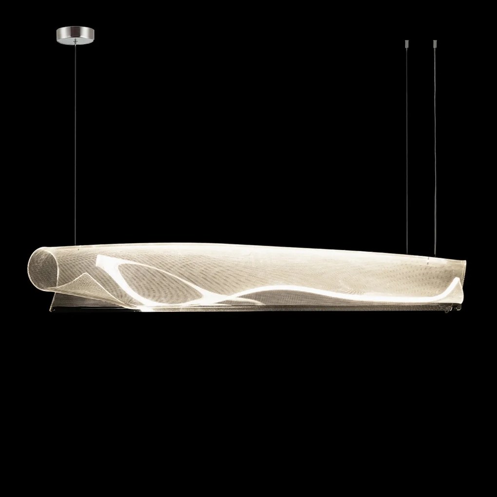 Szeroka lampa z transparentnym kloszem Cortina No.3 138 cm chrom