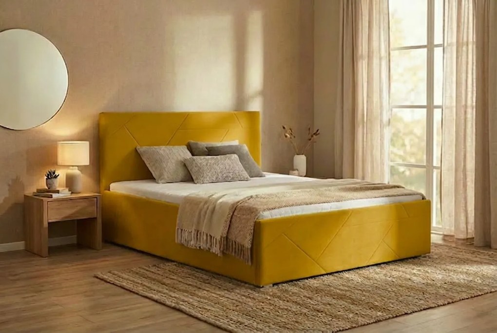 Łóżko TONY 120x200 cm Żółty Bez materaca