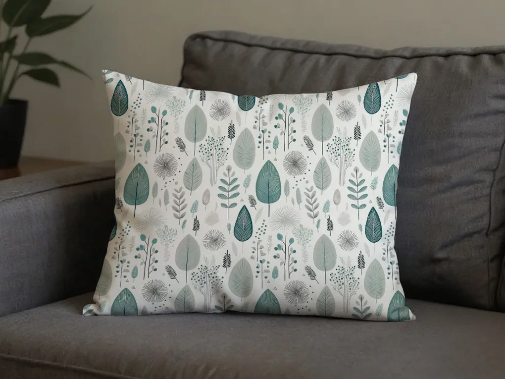 Poszewka na poduszkę z polibawełny LEAFBIRD POLY 50x70 cm, biało-zielona