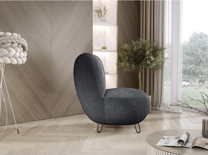 Fotel LUIS skandynawski wolnostojący na metalowych nogach w tkaninie NOW OR NEVER 100