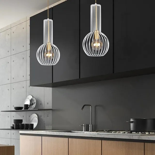 Biało-złota loftowa lampa wisząca - S134 S7-K03