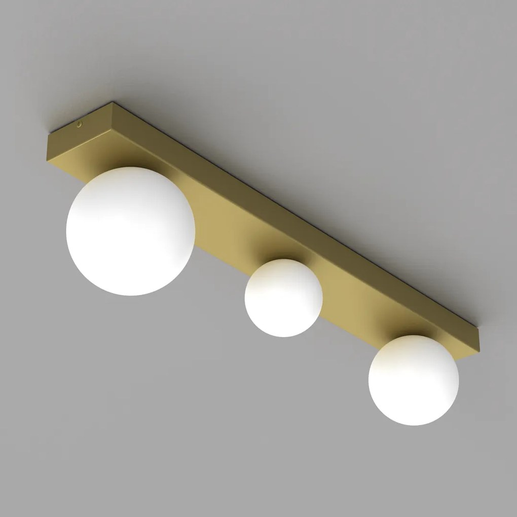 Lampa sufitowa BIBIONE GOLD 3xG9, 3 kule, złota, biała, na listwie