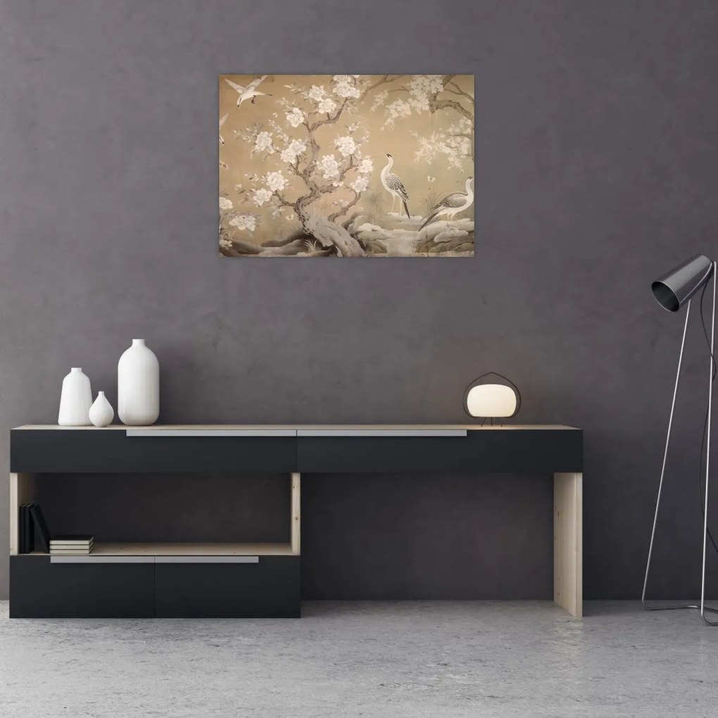 Obraz na szkle - Japoński krajobraz z kreskówki (70x50 cm)