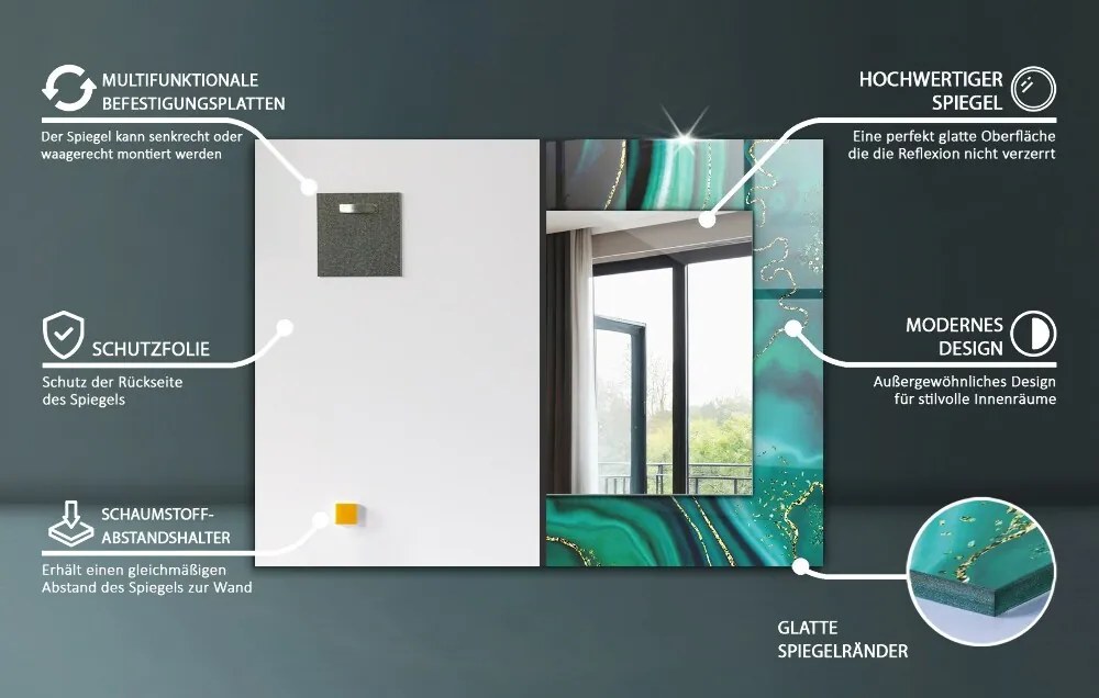 Lustro dekoracyjne Zielony marmur