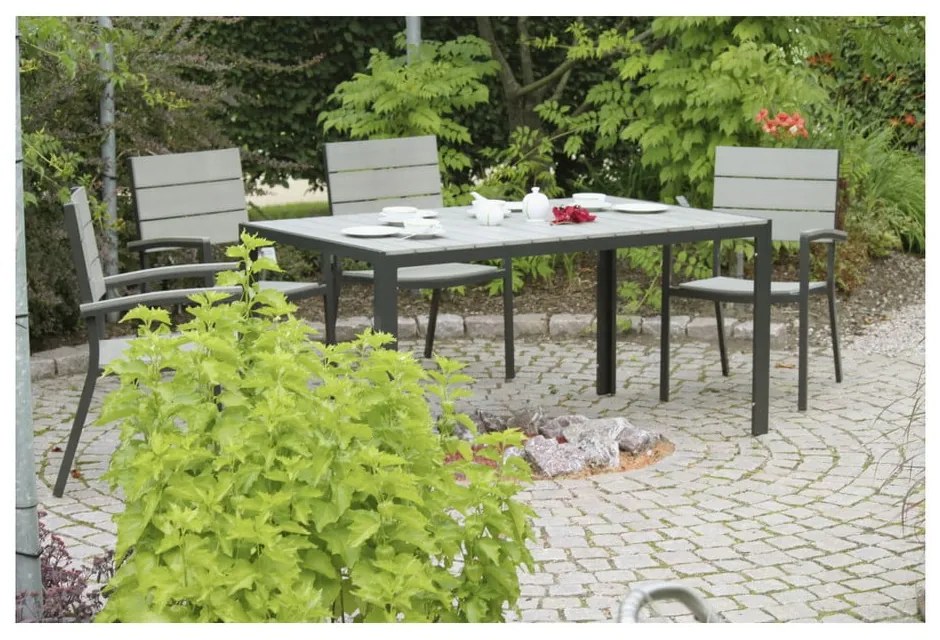 Szare metalowe/plastikowe krzesło ogrodowe Olivia – Garden Pleasure