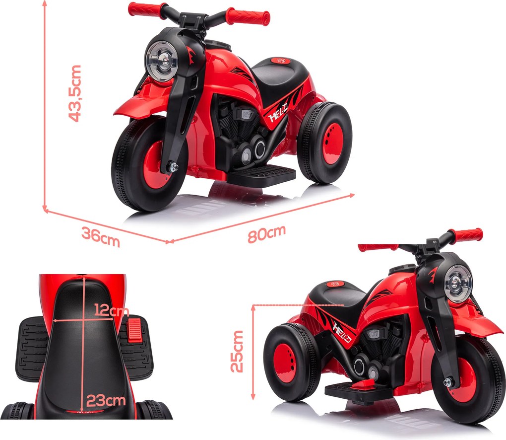 AIYAPLAY Motocykl Dla Dzieci Elektryczny, 6V Motocykl Dla Dzieci z Muzyką, Bąbelkami 2,5-3 km/h, dla Dzieci w Wieku 2-5 lat