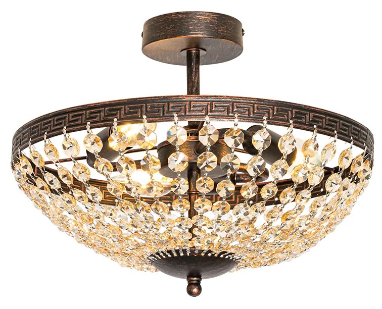 Klasyczna lampa sufitowa brązowa i kryształowa 3-punktowa - Mondrian