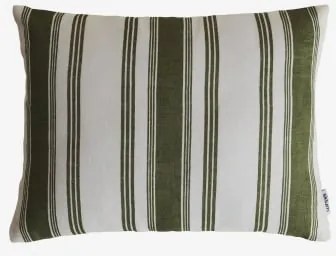 Prostokątny Poduszka 30x40 Cm Z Lnu Norvek Intensywna Zieleń Oliwkowa – Biel Gardenii - Sklum