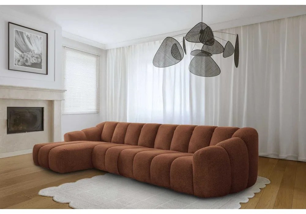 Narożnik (lewostronny/z szezlongiem) w kolorze terakoty Shell – Miuform