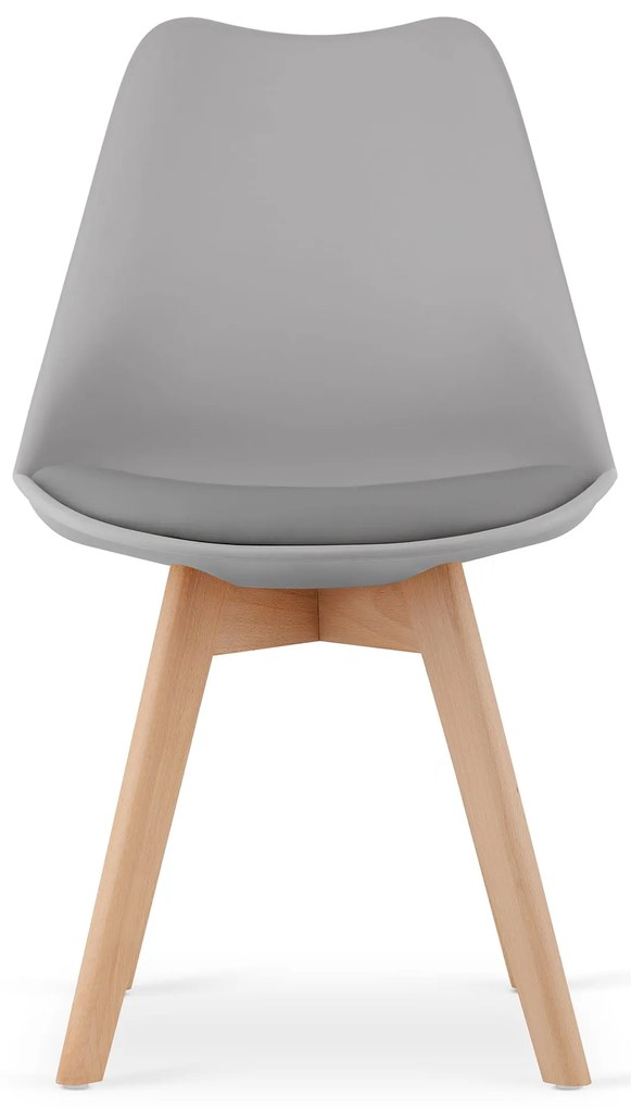 Zestaw jadalniany 1 + 4, biały stół ADRIA 120x80 cm + jasnoszare krzesło BALI MARK z bukowymi nogami