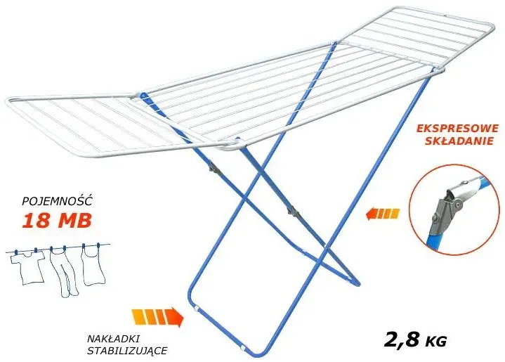 Biało-niebieska stojąca suszarka na pranie K5-Z20