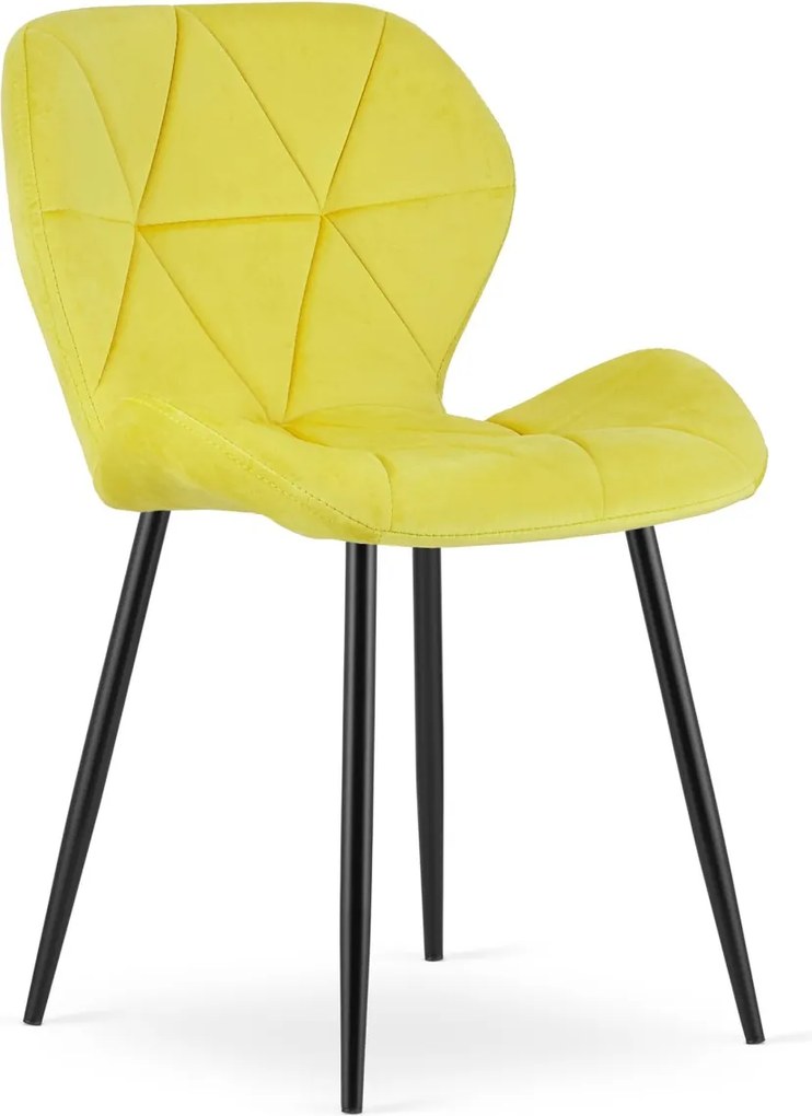Krzesło do jadalni MANGO VELVET z czarnymi nogami, żółte