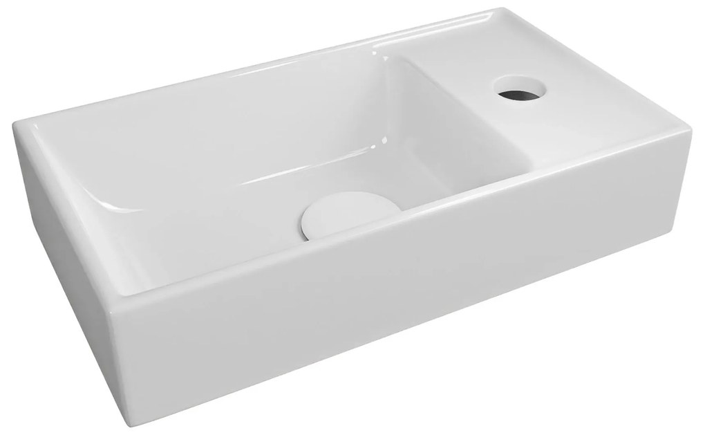 Szafka wisząca w kolorze naturalnego drewna ryflowane fronty z białą umywalką 40 x 22 cm ASTROS Light Oak