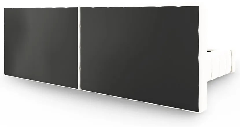 Kremowe tapicerowane łóżko dwuosobowe ze schowkiem i stelażem 180x200 cm Mamaia – Micadoni Home