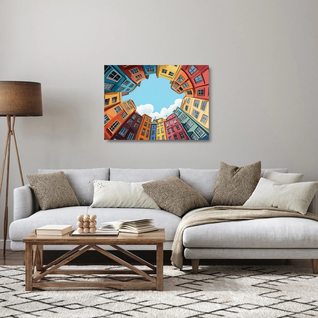 Obraz na szkle - Między domami (70x50 cm)