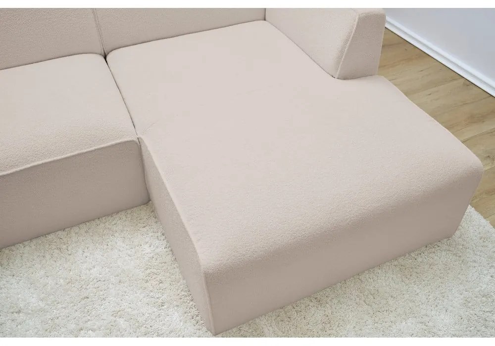 Beżowy narożnik modułowy z materiału bouclé (prawostronny/w kształcie litery L) Megeve – Bobochic Paris