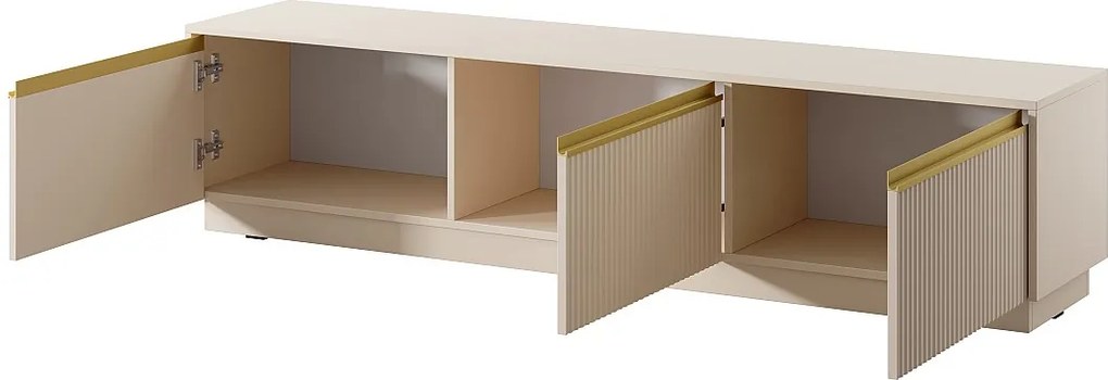 Szafka RTV: 3 drzwi, 3 półki, beż piaskowy, 181,5 x 42 cm x 39 cm