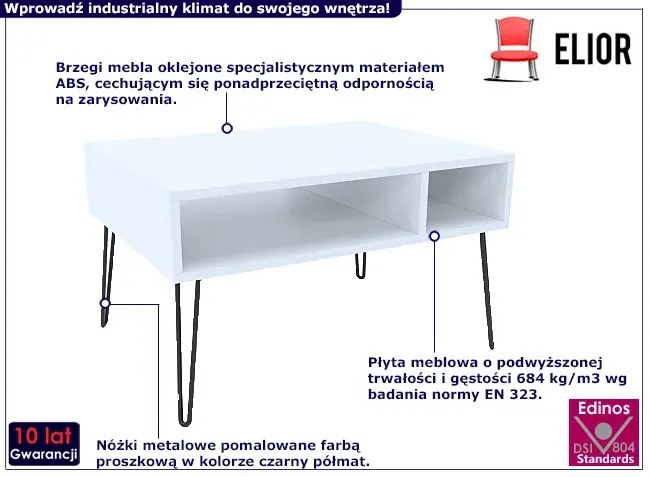 Biały stolik kawowy z półką - Zorina 8X