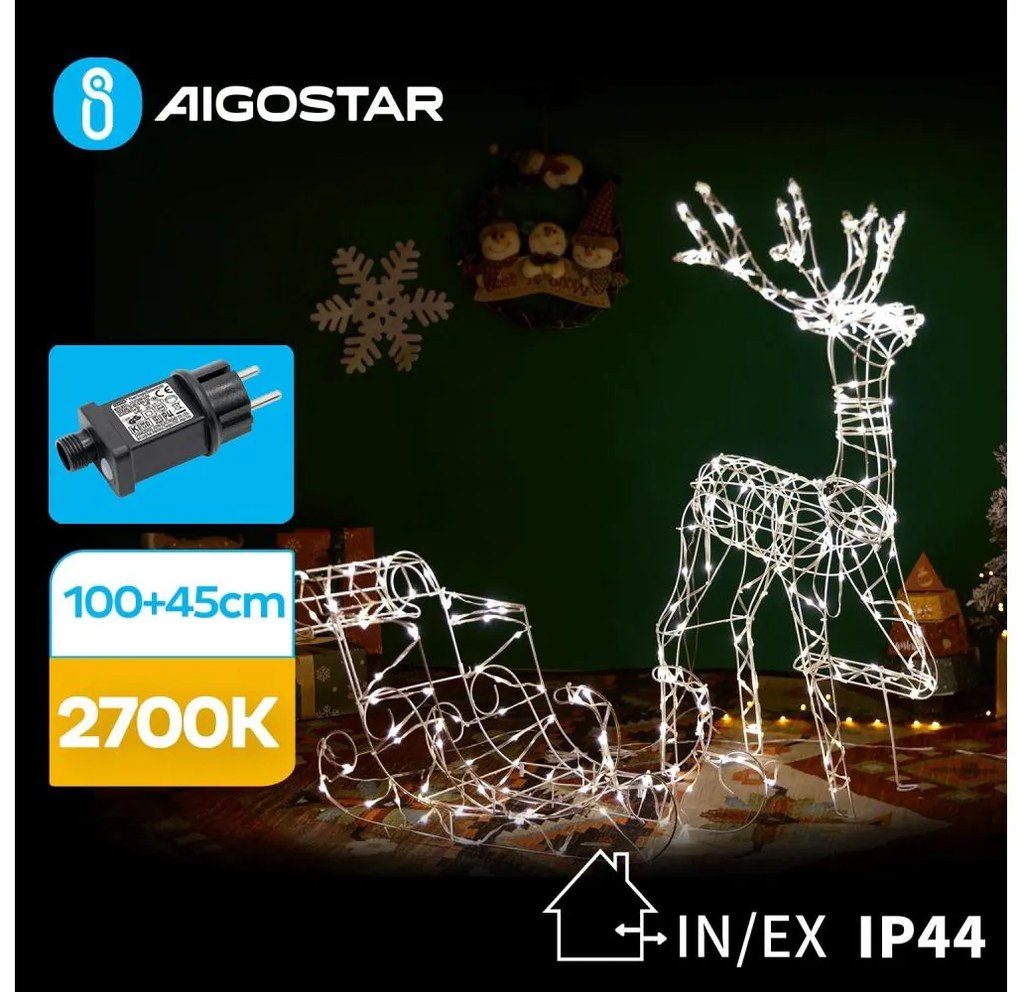 Aigostar-LED dekoracja zewnętrzna LED/3,6W/31/230V 2700K 90/45cm IP44 renifer z saniami