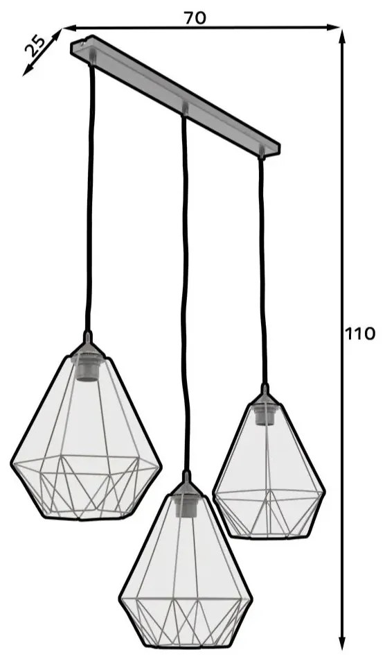 Lampa wisząca BENDINNI III czarna ELTAP
