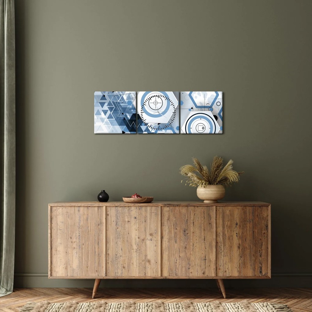 Obraz - Abstrakcja geometryczna (z zegarem) (90x30 cm)
