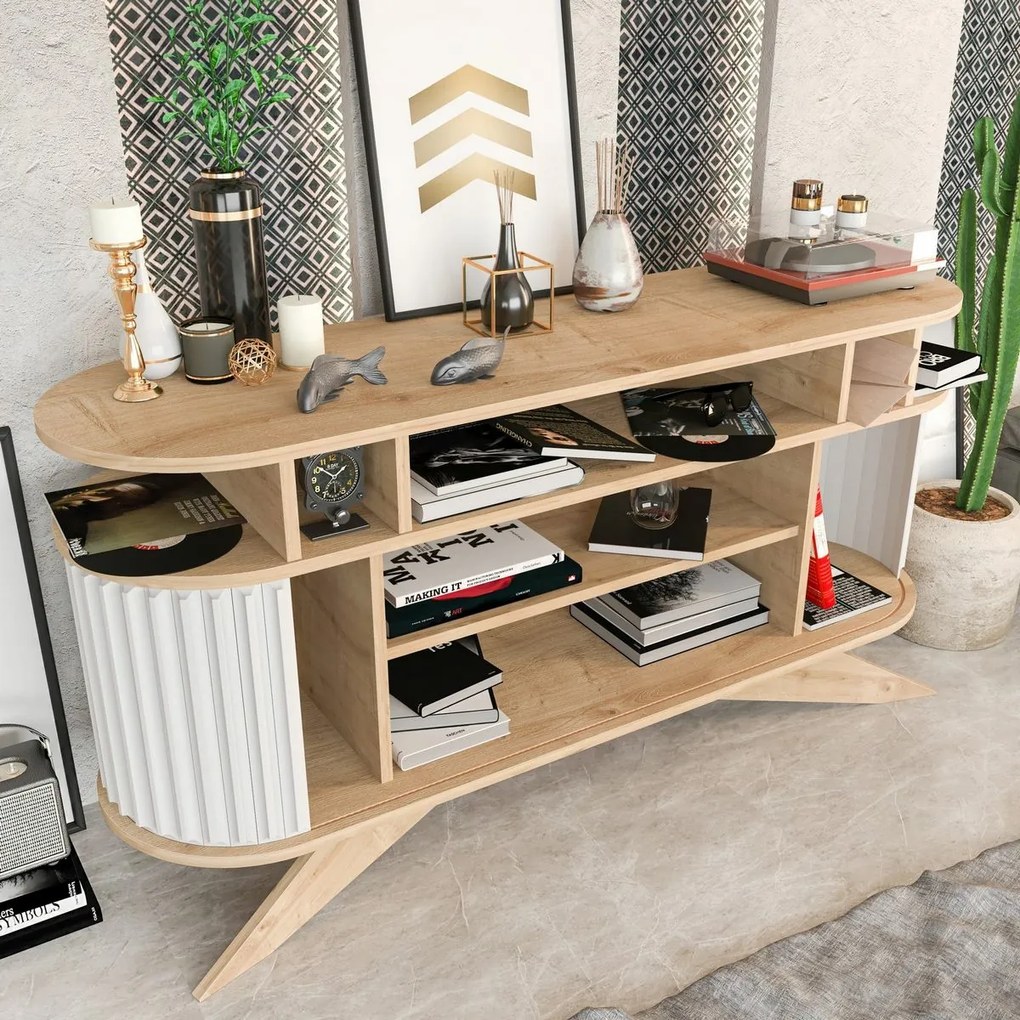 Stolik pomocniczy Stor Oak and White