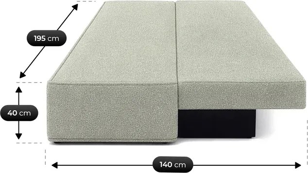 Sofa z Funkcją Spania MAVIA Szara Boucle Japandi