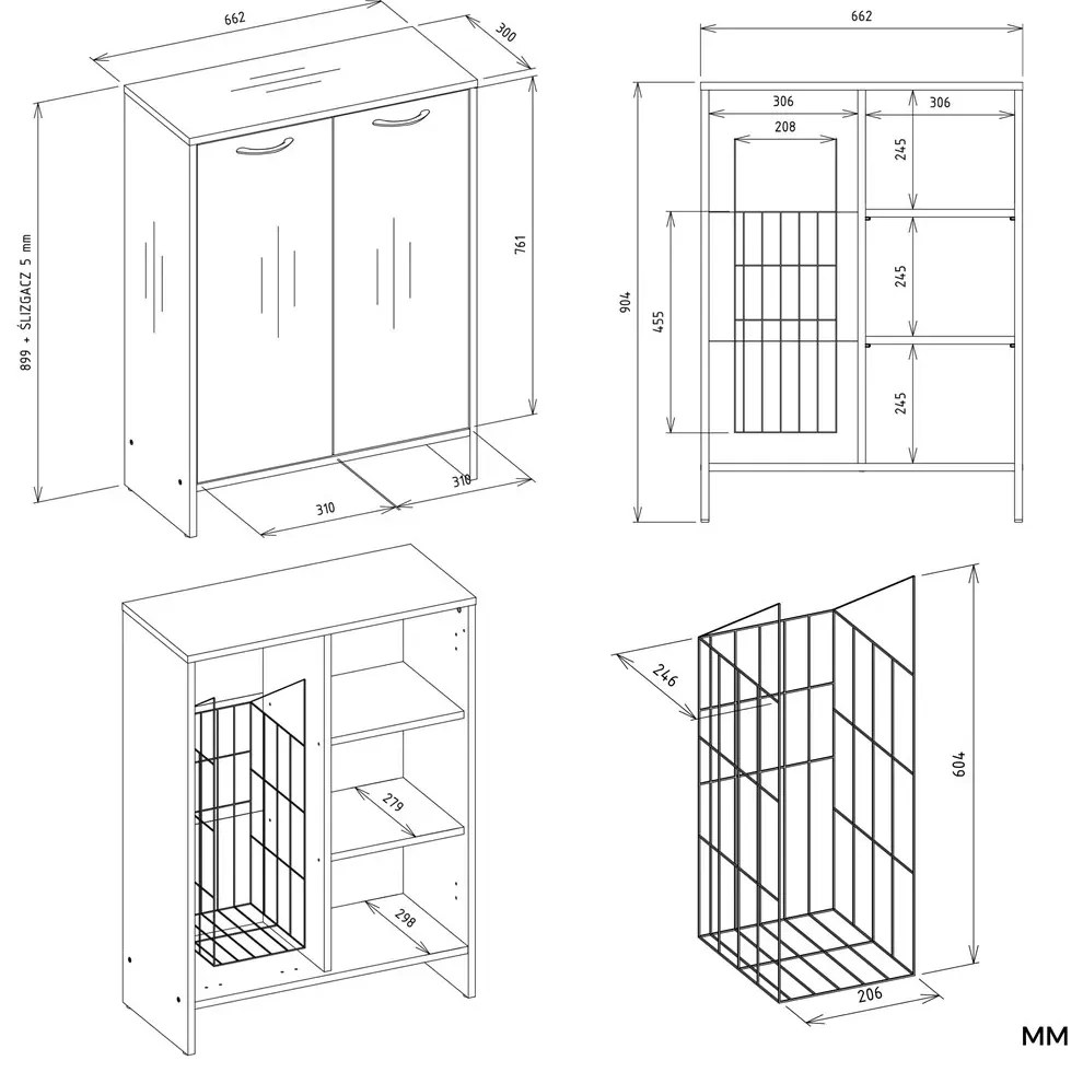 Szafka łazienkowa z koszem na pranie E4-B98